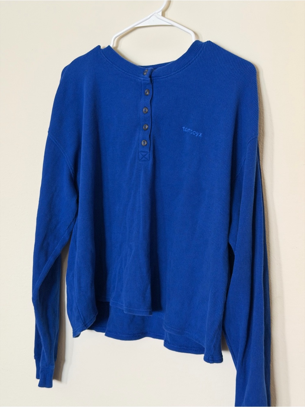 TOMBOY Royal Blue Long Sleeve Henley Sweater